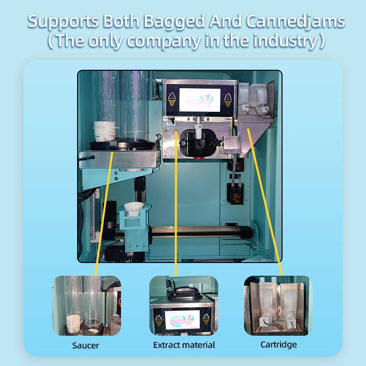 Detalhe da máquina de venda automática de sorvete macio3
