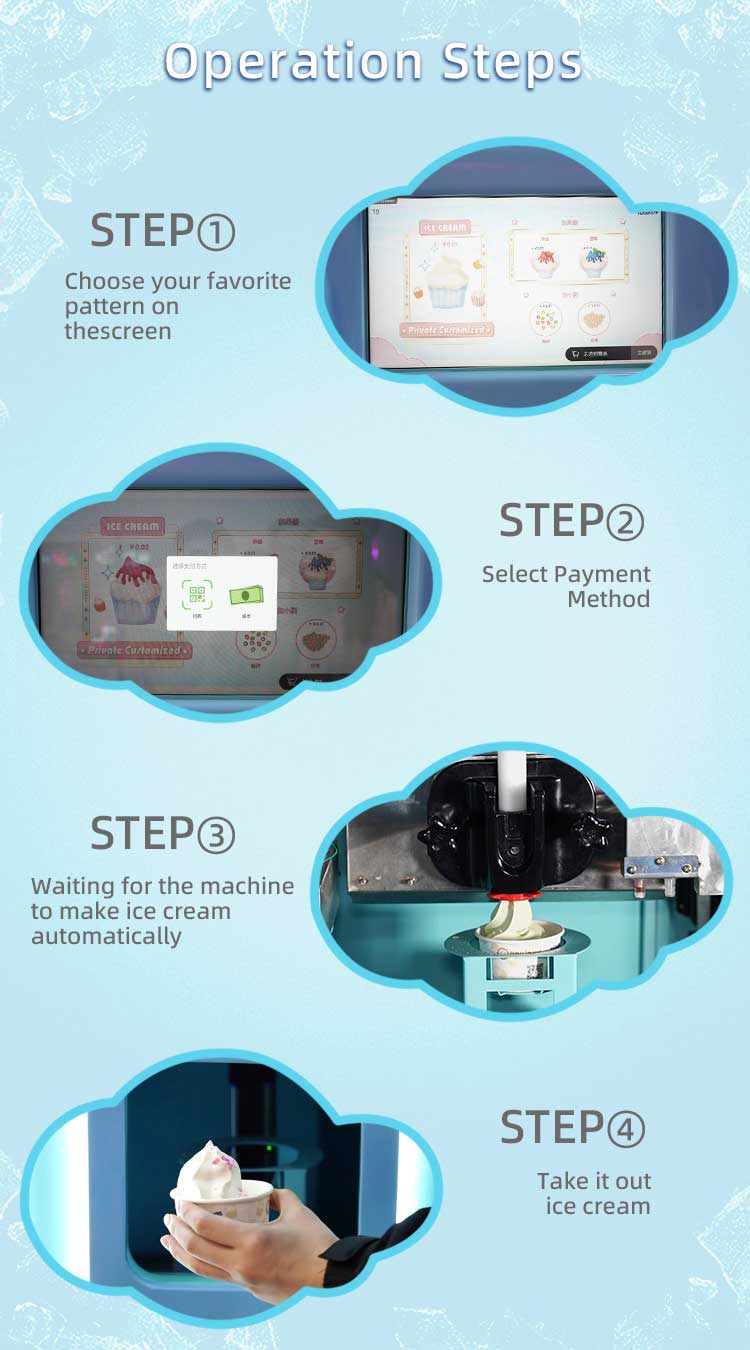 Detalhe da máquina de venda automática de sorvete macio 7