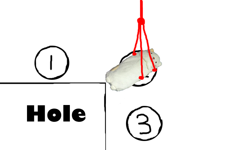 The grabbing position of the long doll 1