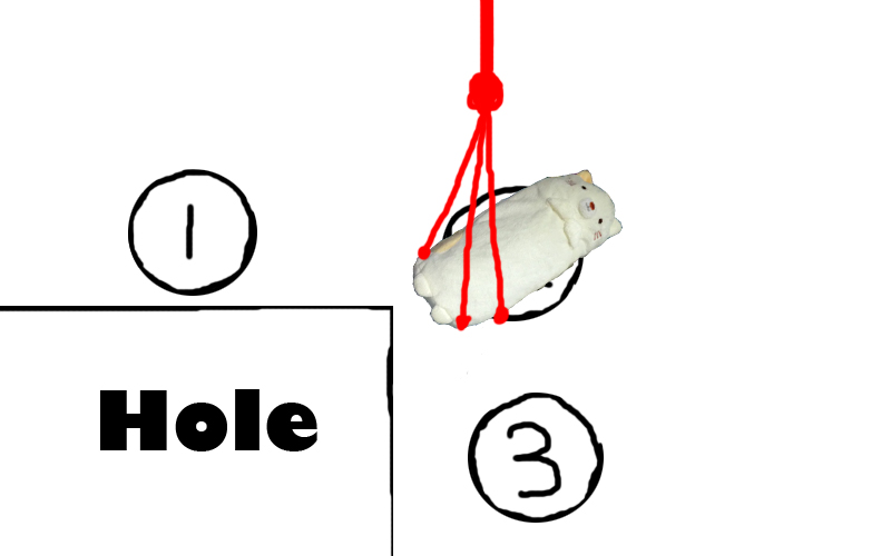 The grabbing position of the long doll 2
