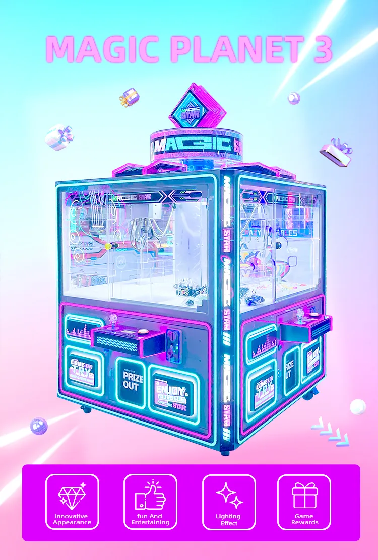 4 Players Magic Star Arcade Crane Claw Machine Detail1