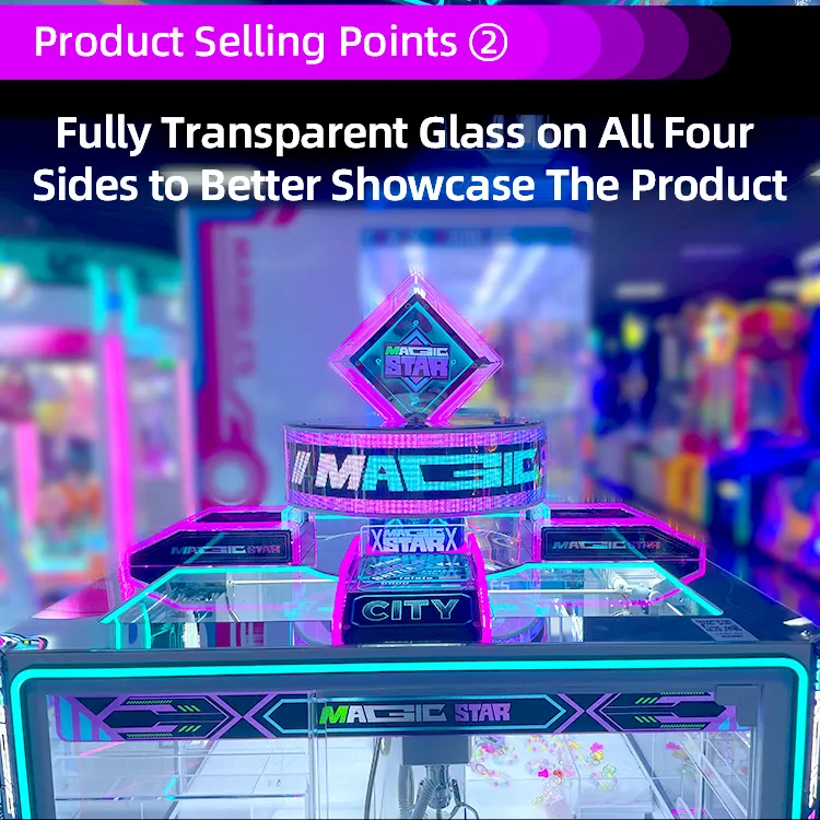 4 Players Magic Star Arcade Crane Claw Machine Detail4
