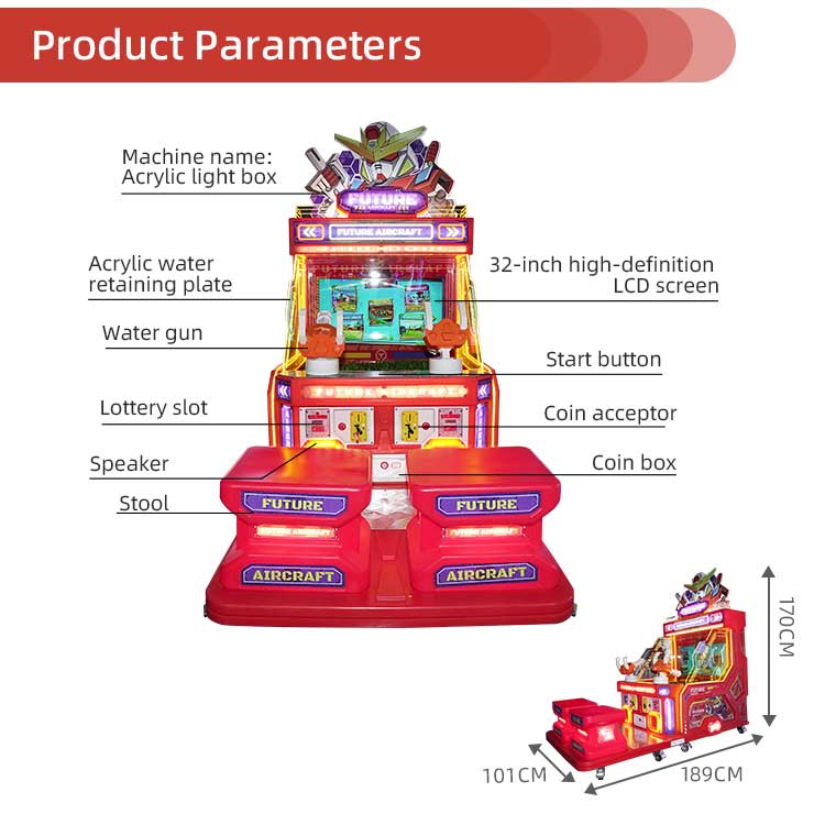 2 Players Future Aircraft Water Shooting Arcade Game Machine Detail2