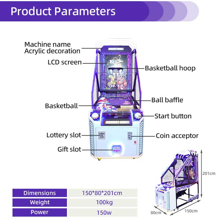 Surprise Basketball Shooting Arcade Machine With LCD Screen Detail2