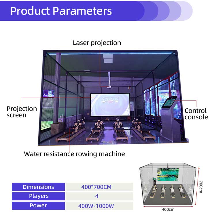 4 Players Projected Interactive AR Rowing Simulator Detail2