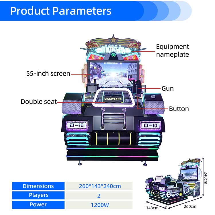 Tanque Louco 2 Jogadores Tank Arcade Shooting Arcade Game Machine Detail2