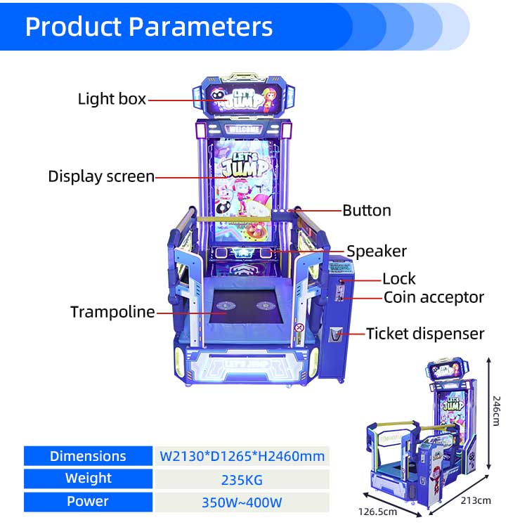 Let's Jump Kids Trampoline Jump Arcade Coin Operated Video Games Detail2