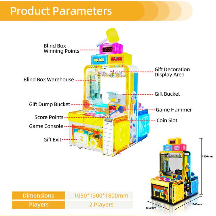 Blocks Party 4 Players Arcade Hammer Machine Detail2