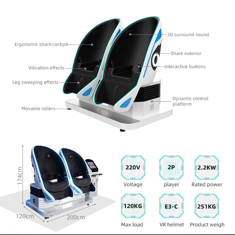 VR Shark 9D Virtual Reality Egg Chair Detail2