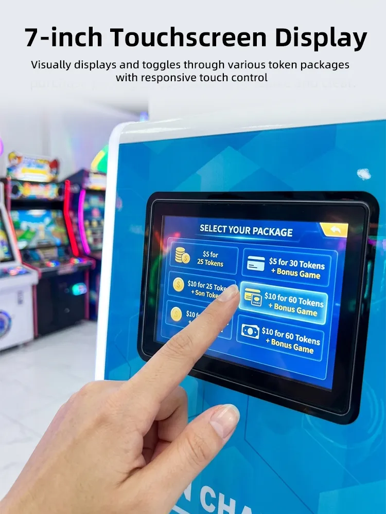 Tabletop token exchange vending machine for arcade centers detail