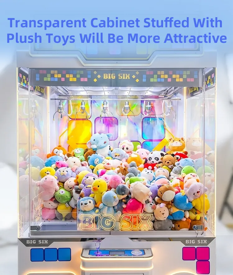 Big Six Multi-claw doll claw machine detail