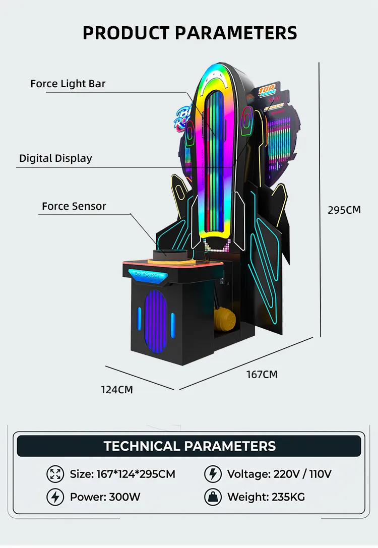 Big Rocket hammer arcade machine detail