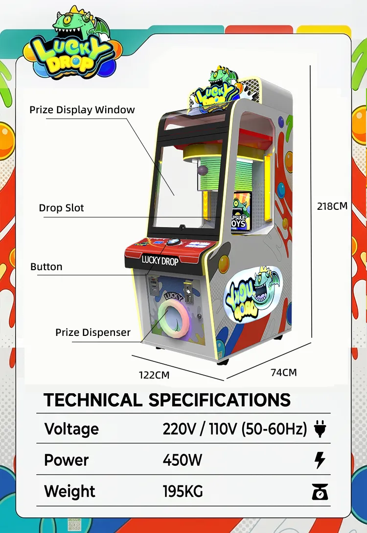 Lucky Drop coin operated prize machine detail