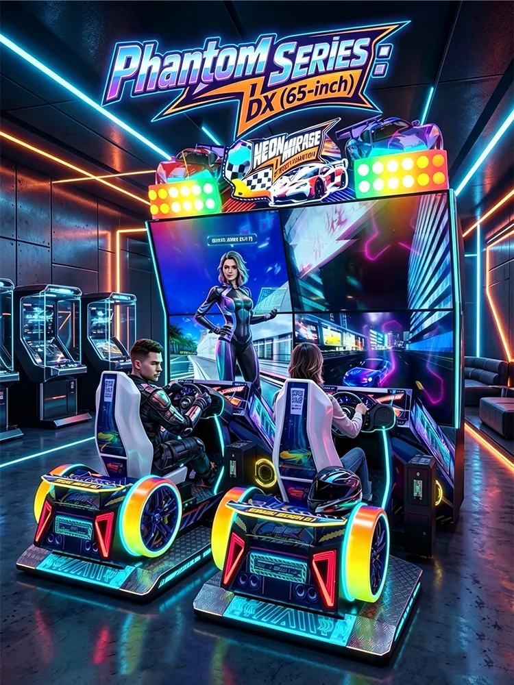 Neon Mirage 2 player racing arcade machine detail