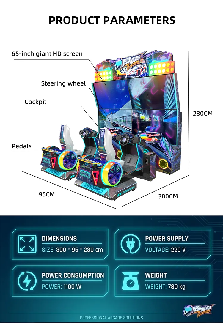 Neon Mirage racing game machine detail