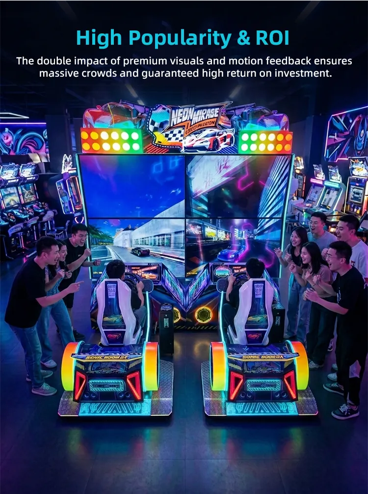 Neon Mirage driving arcade machine detail