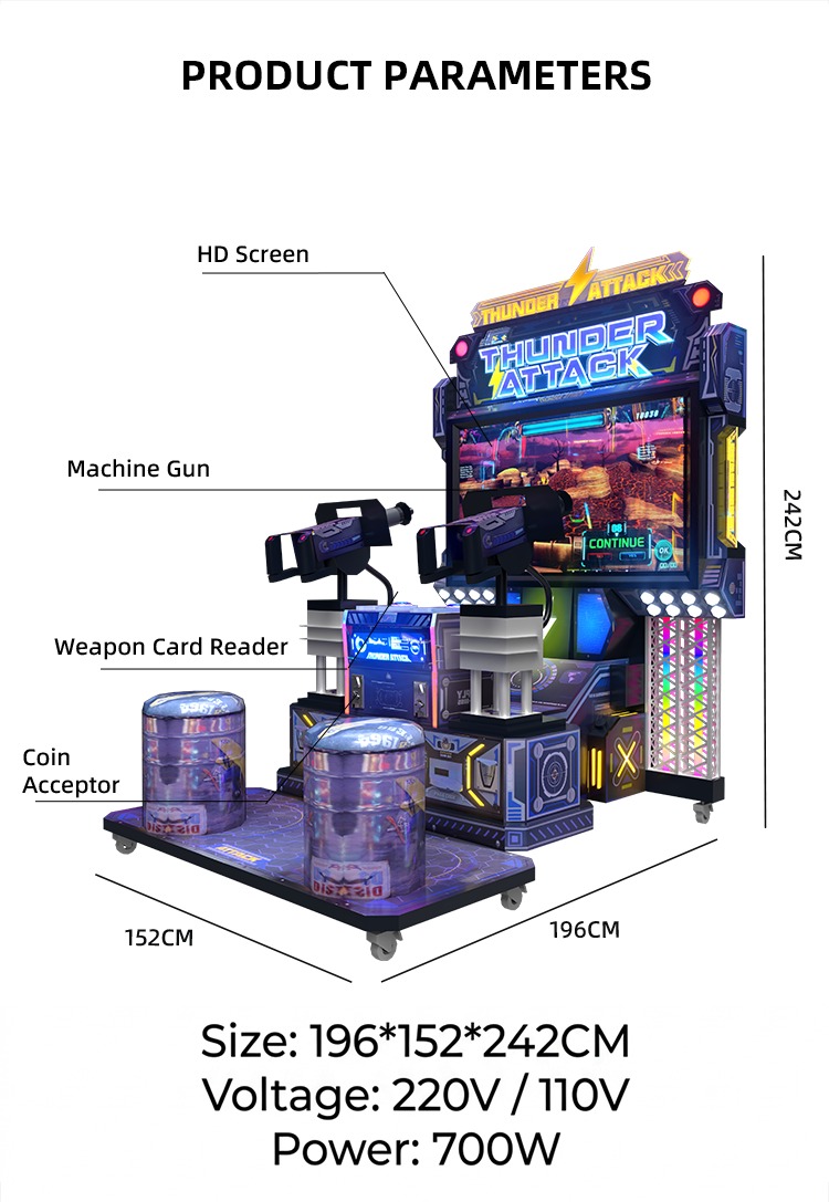 Thunder Attack 2 Players arcade machine shooting games detail