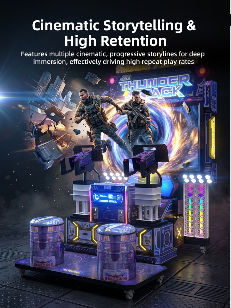Thunder Attack 2 Players shooting arcade game machine detail
