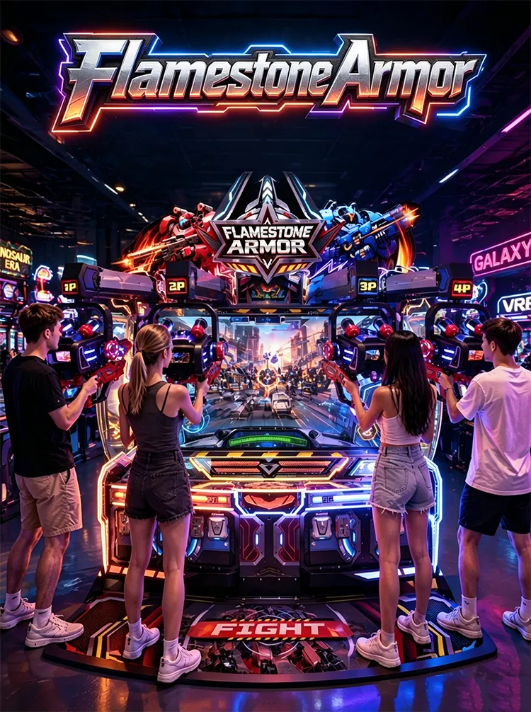 Flamestone Armor 4 プレーヤー シューティング ゲーム アーケード マシンの詳細