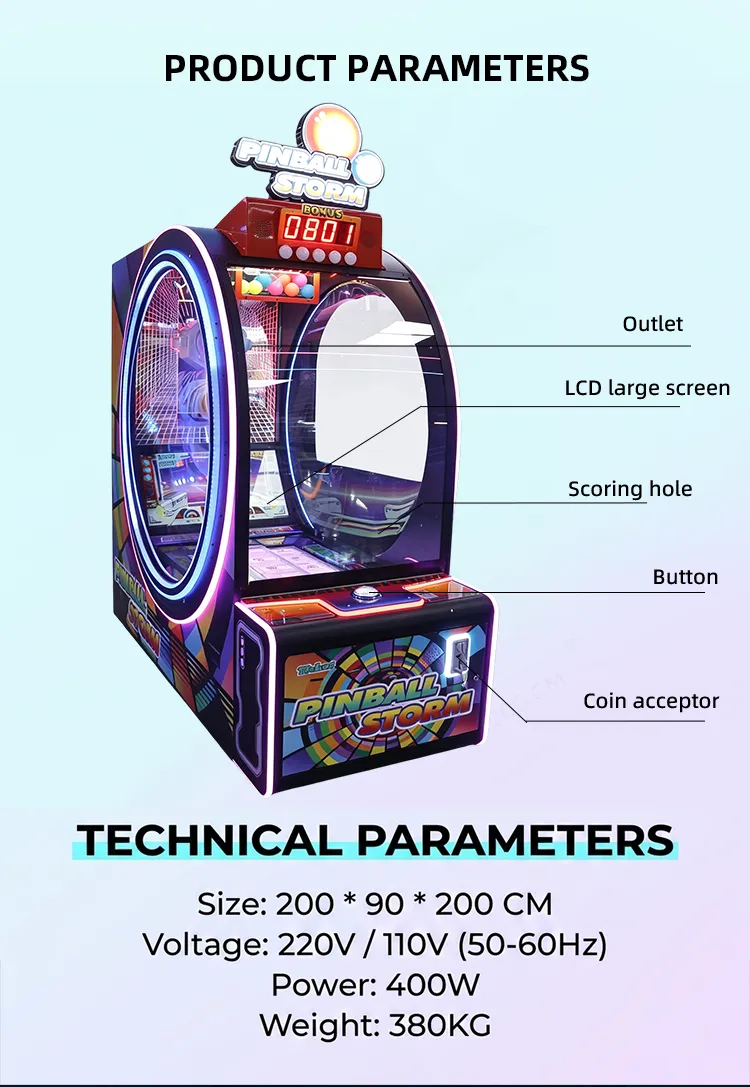 Pinball Storm ticket arcade machine detail