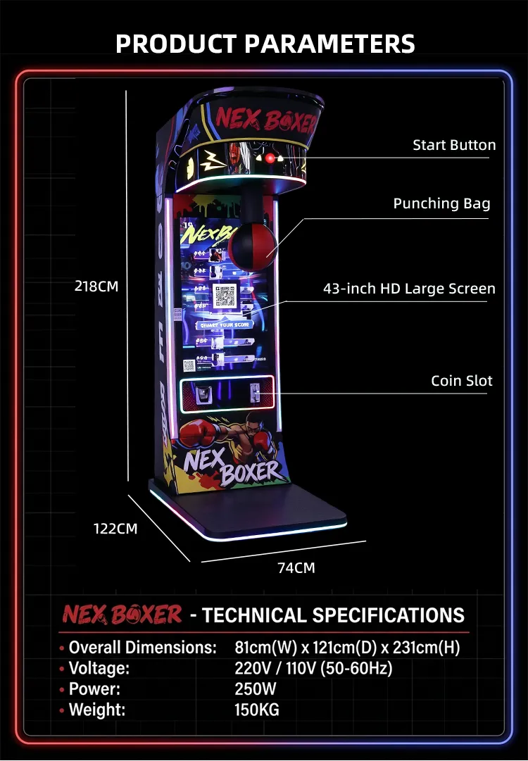 Nex Boxer coin operated punching bag machine detail