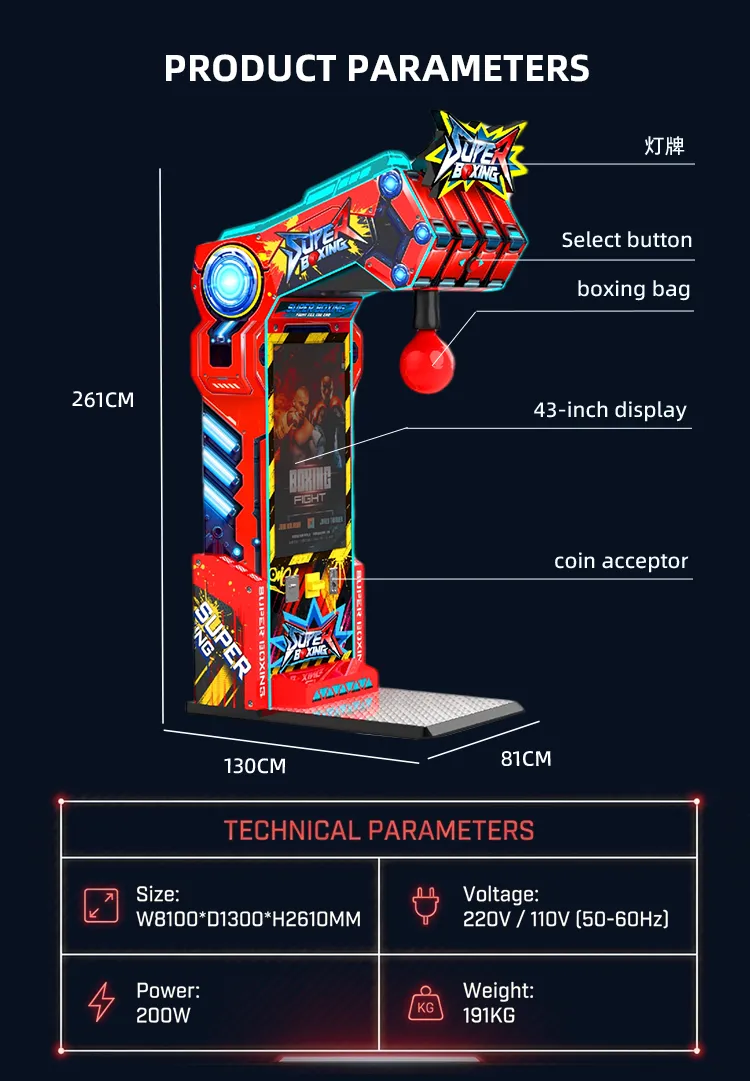 Super Boxing arcade punching machine detail