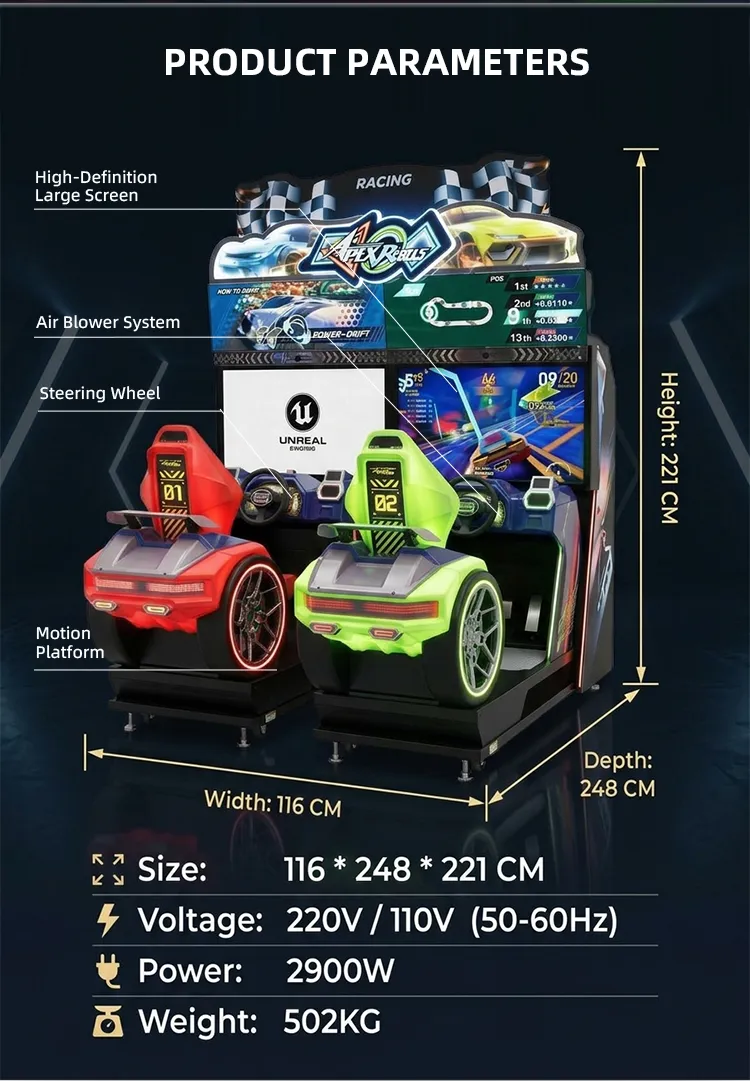 Apex Rebels racing arcade machine detail